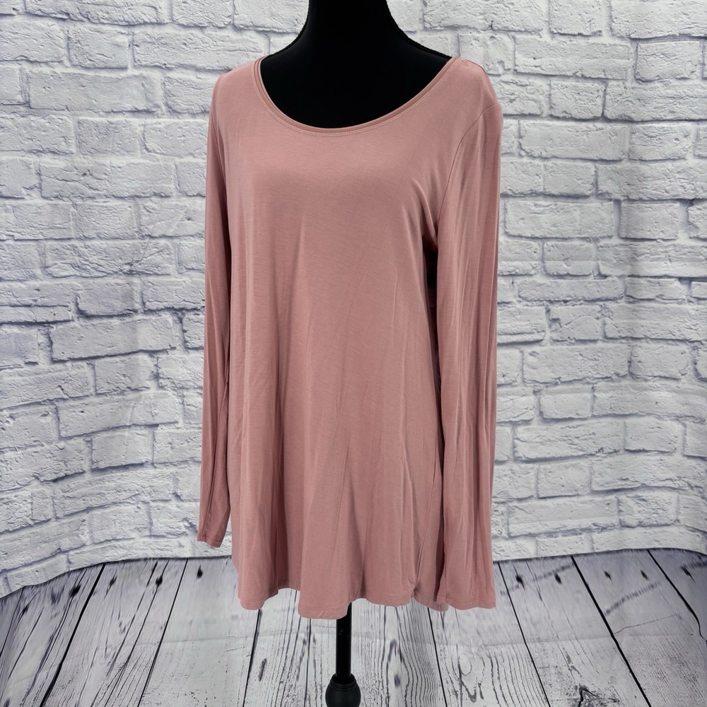 White House Black Market Tunic Top Womens M Blush Pink Long Sleeve Soft